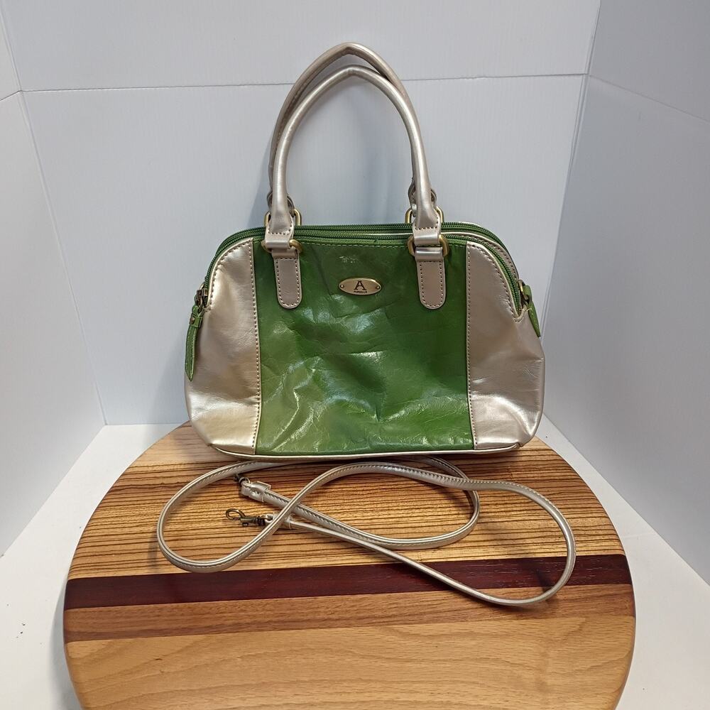 Aurielle Green Silver Genuine Leather Crossbody Bag